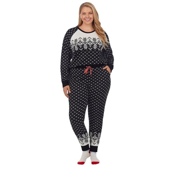Cuddl Duds Womens Black Soft Sweater Knit Socks Pajamas 3 Pc Sets Plus Sz 3X New - Picture 1 of 8
